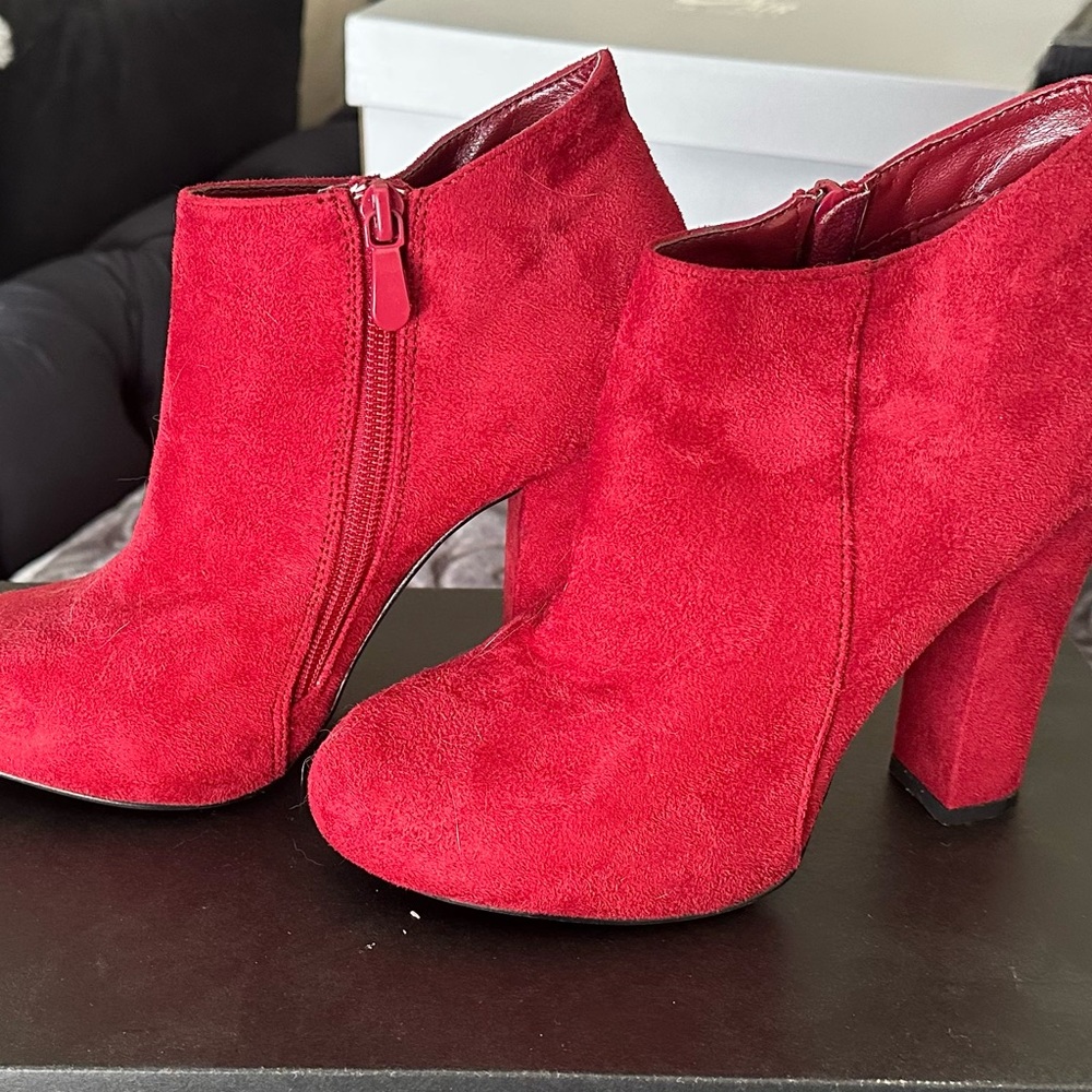 Red Suede Ankle Boots